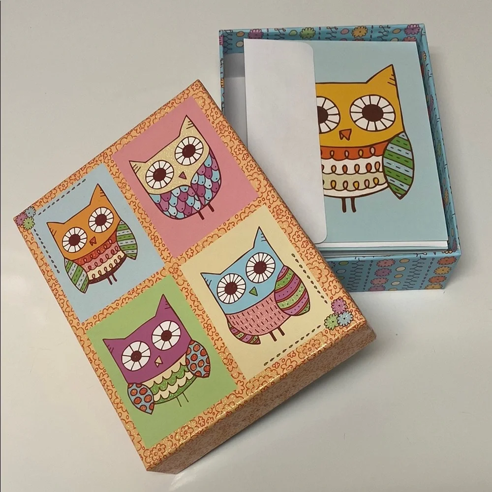 Graphique Owl Glitter Note Card Set 20 Cards Boxed Blank Stationery Gift